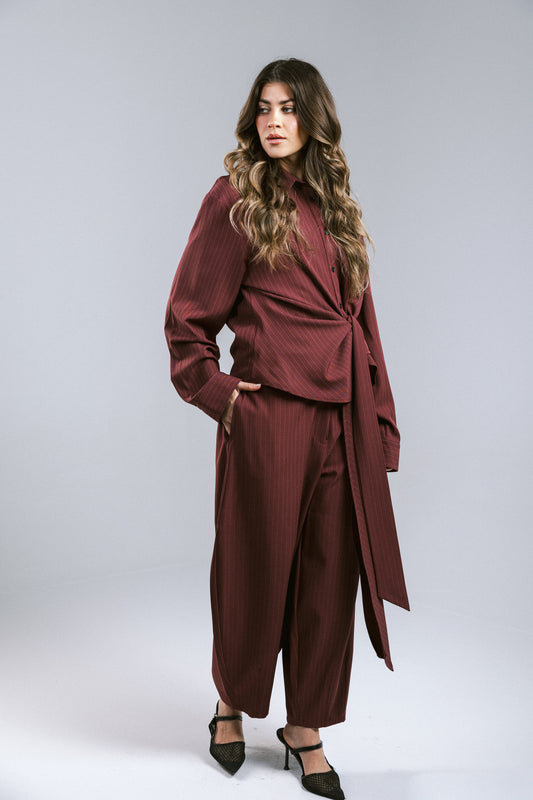 Knot Your Type Striped Set - Burgundy