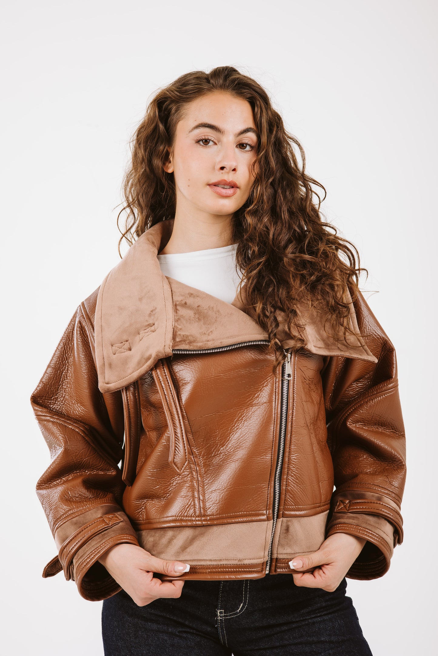 Talk of The Town Leather Jacket - Brown