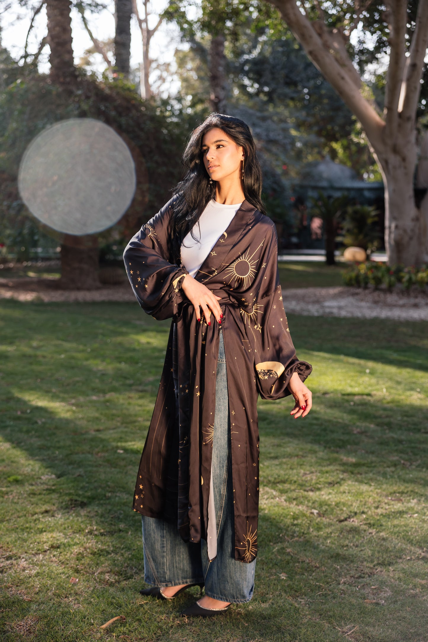 All Stars Satin Kimono in Black