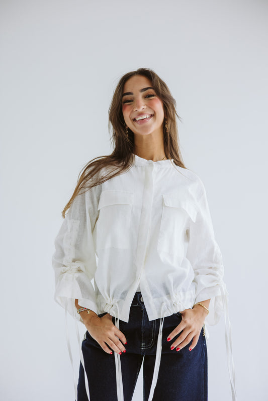 Pretty Fringes Linen Shirt - White