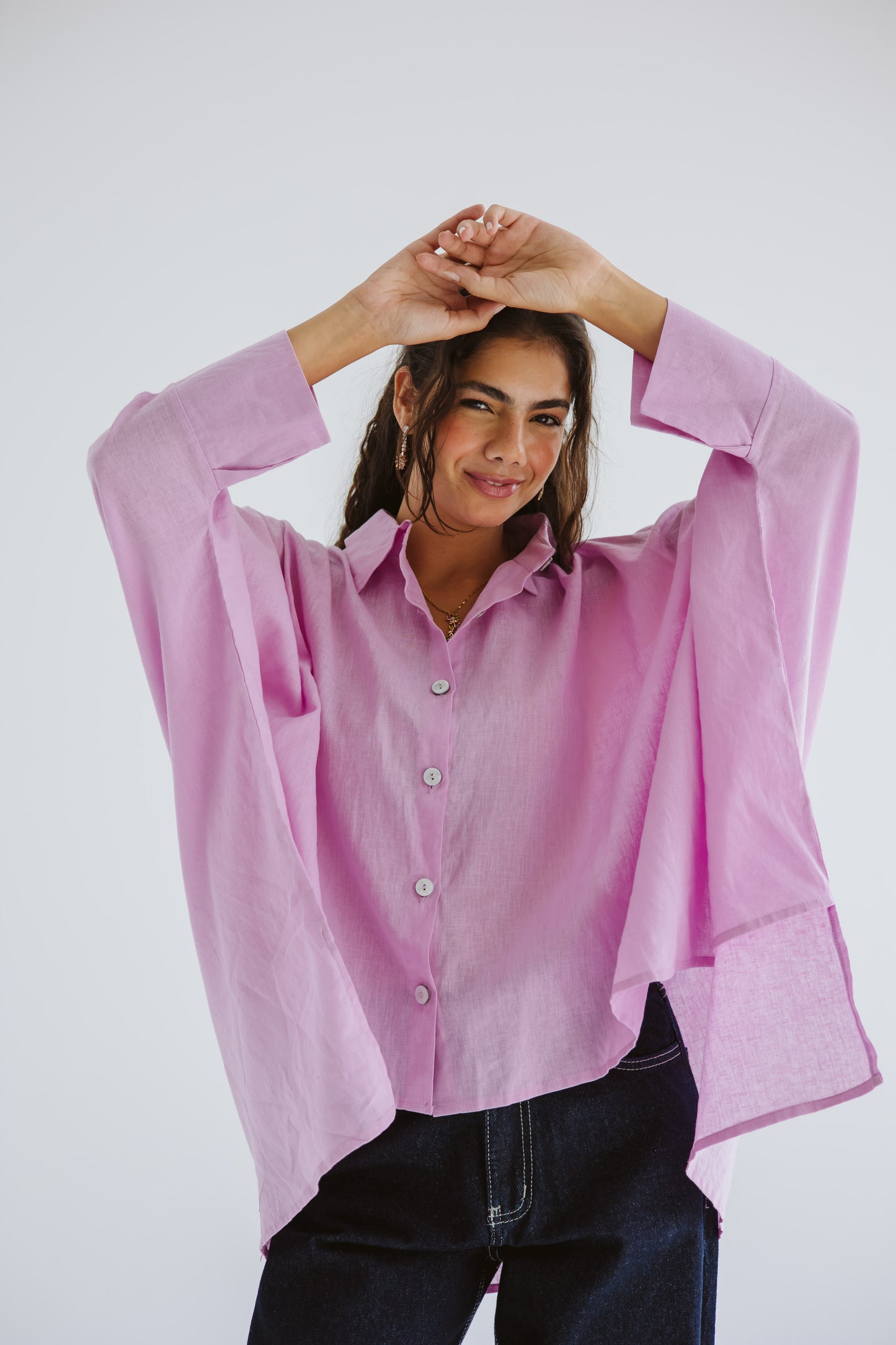 City Diaries Linen Cape in Lilac