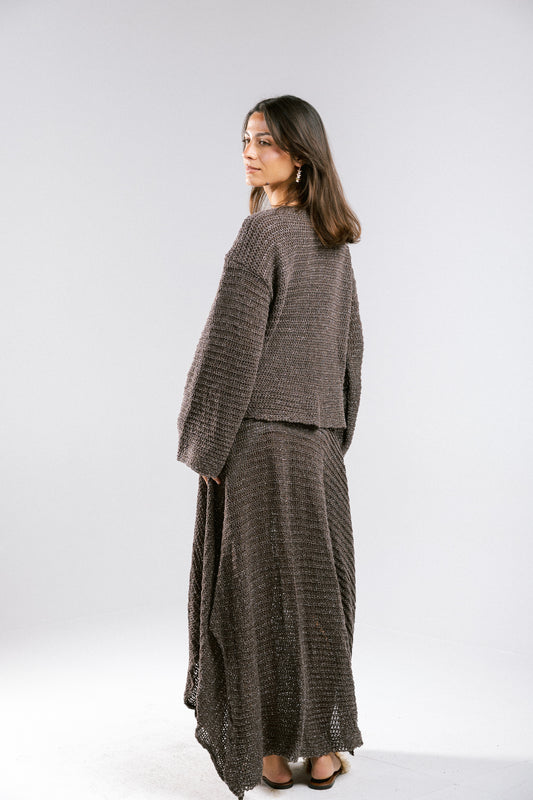 Shore Nights Crochet Skirt - Brown