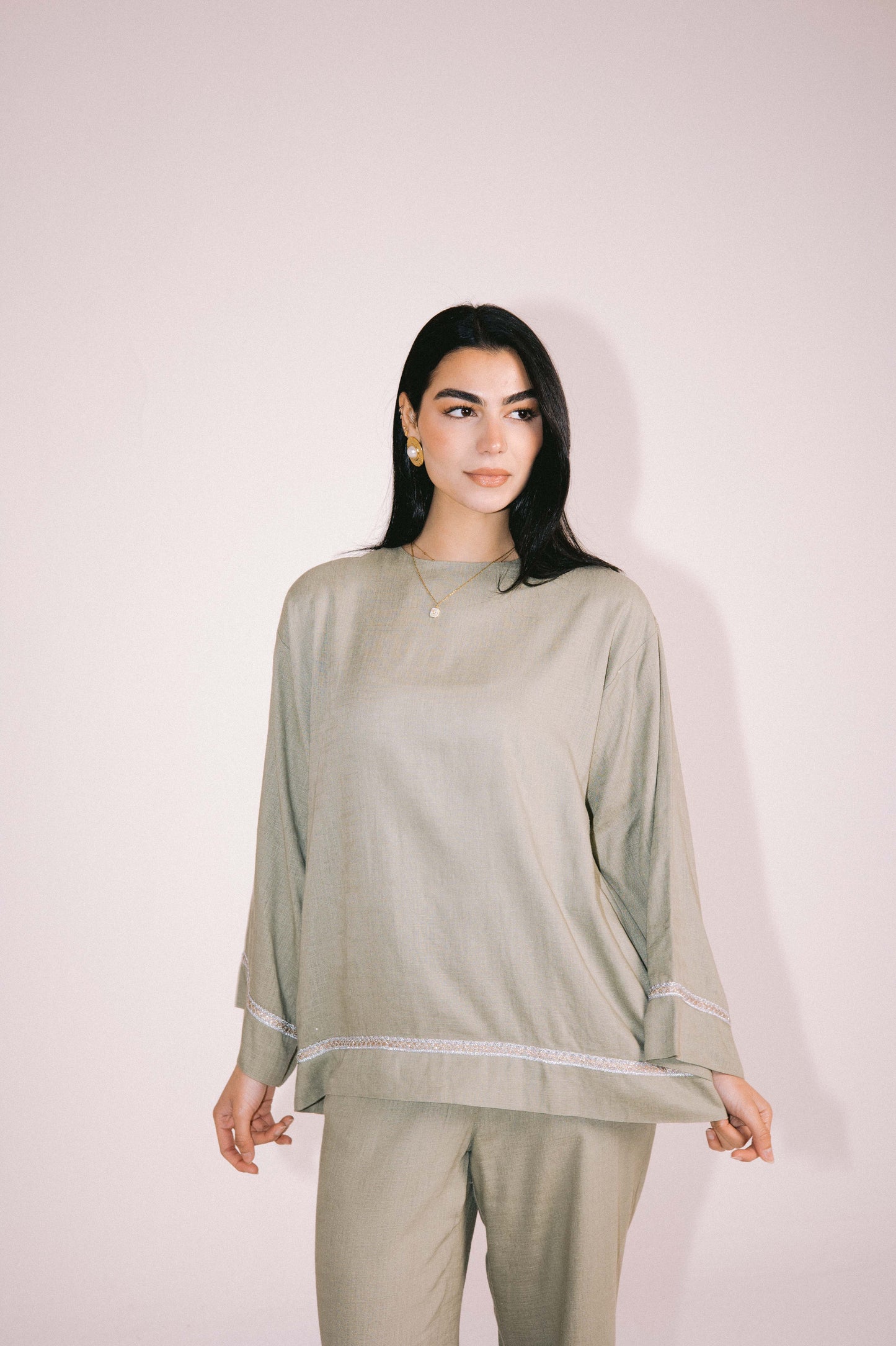 Layal Linen Set - Olive