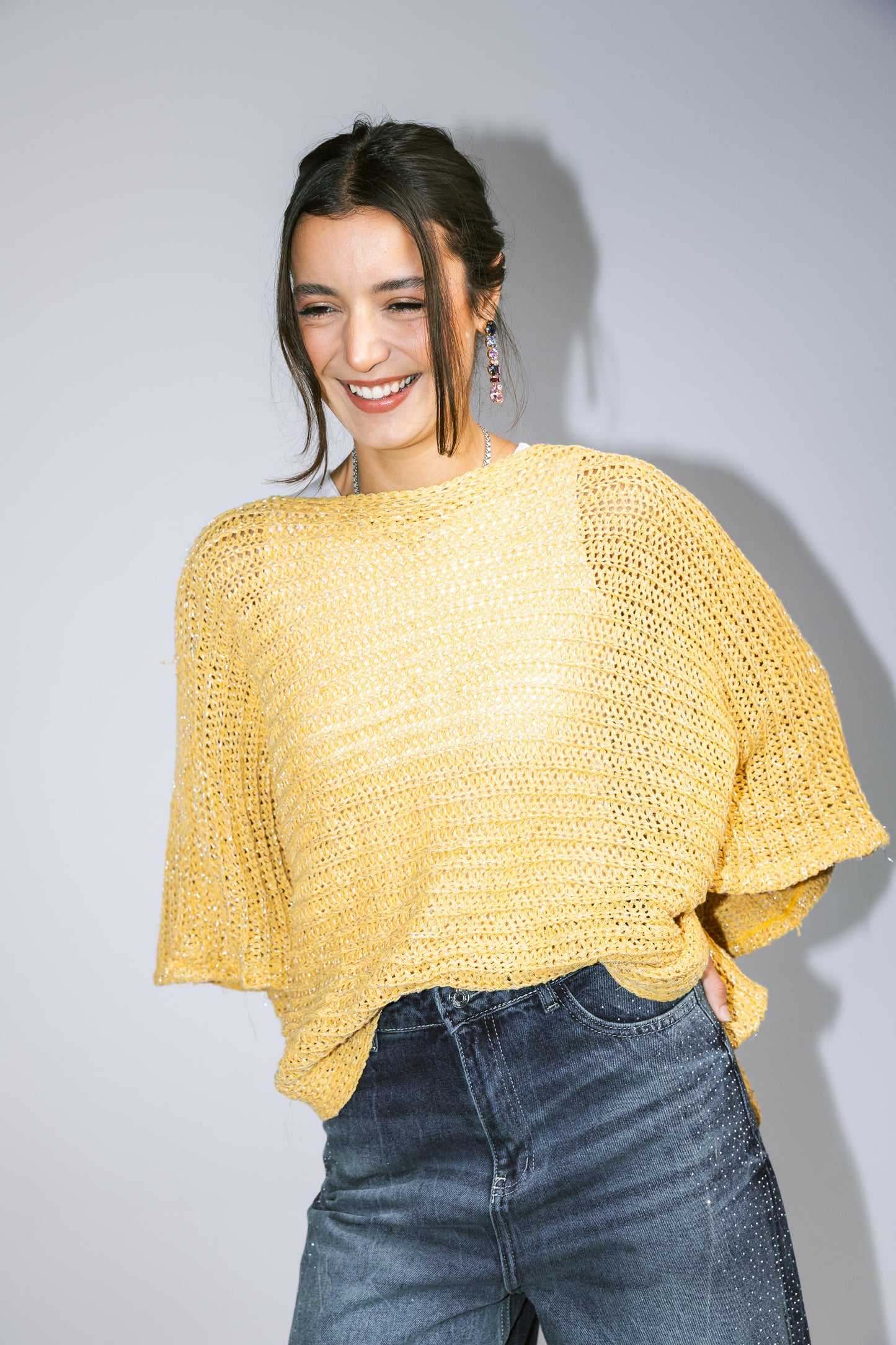 Seen At Sunset Crochet Cape in Yellow