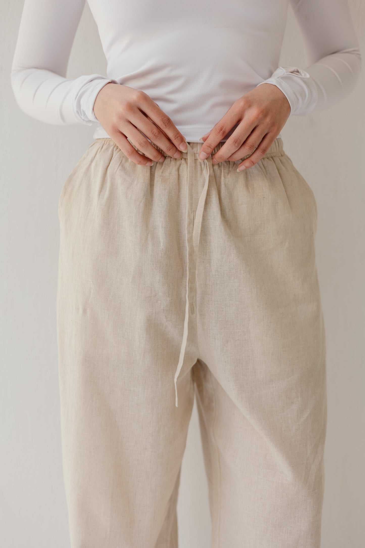 Linen Pants in Beige