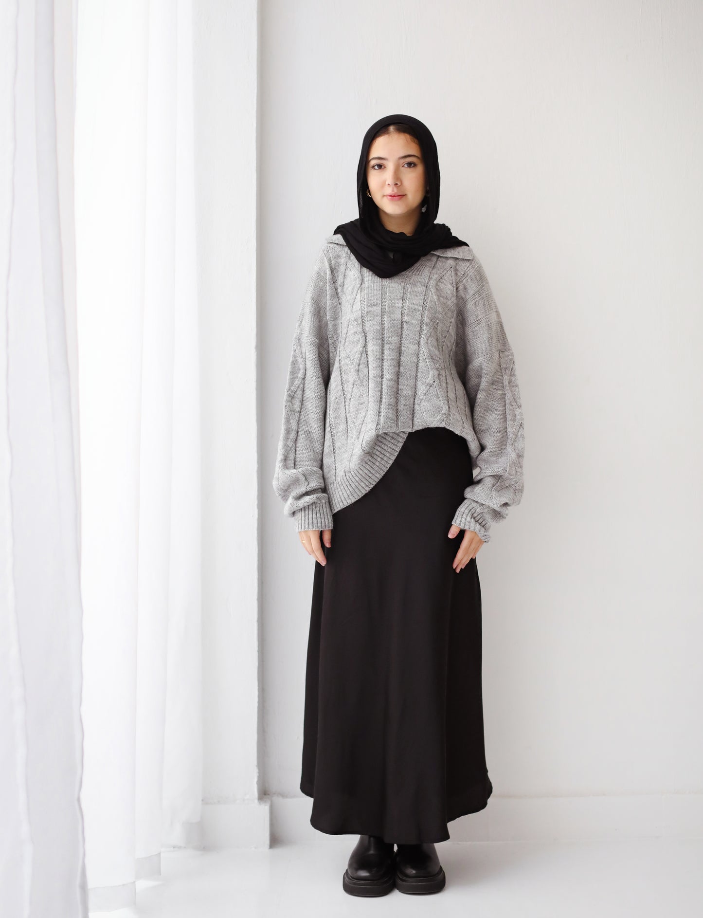Heartwarming Cable Sweater in Grey