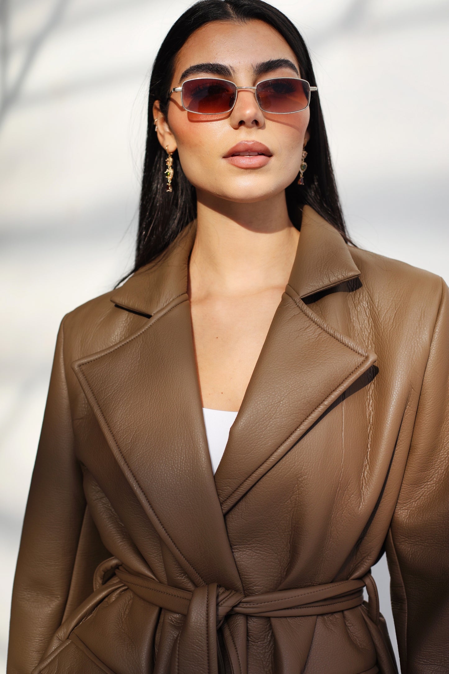 Going Places Leather Blazer - Taupe Brown