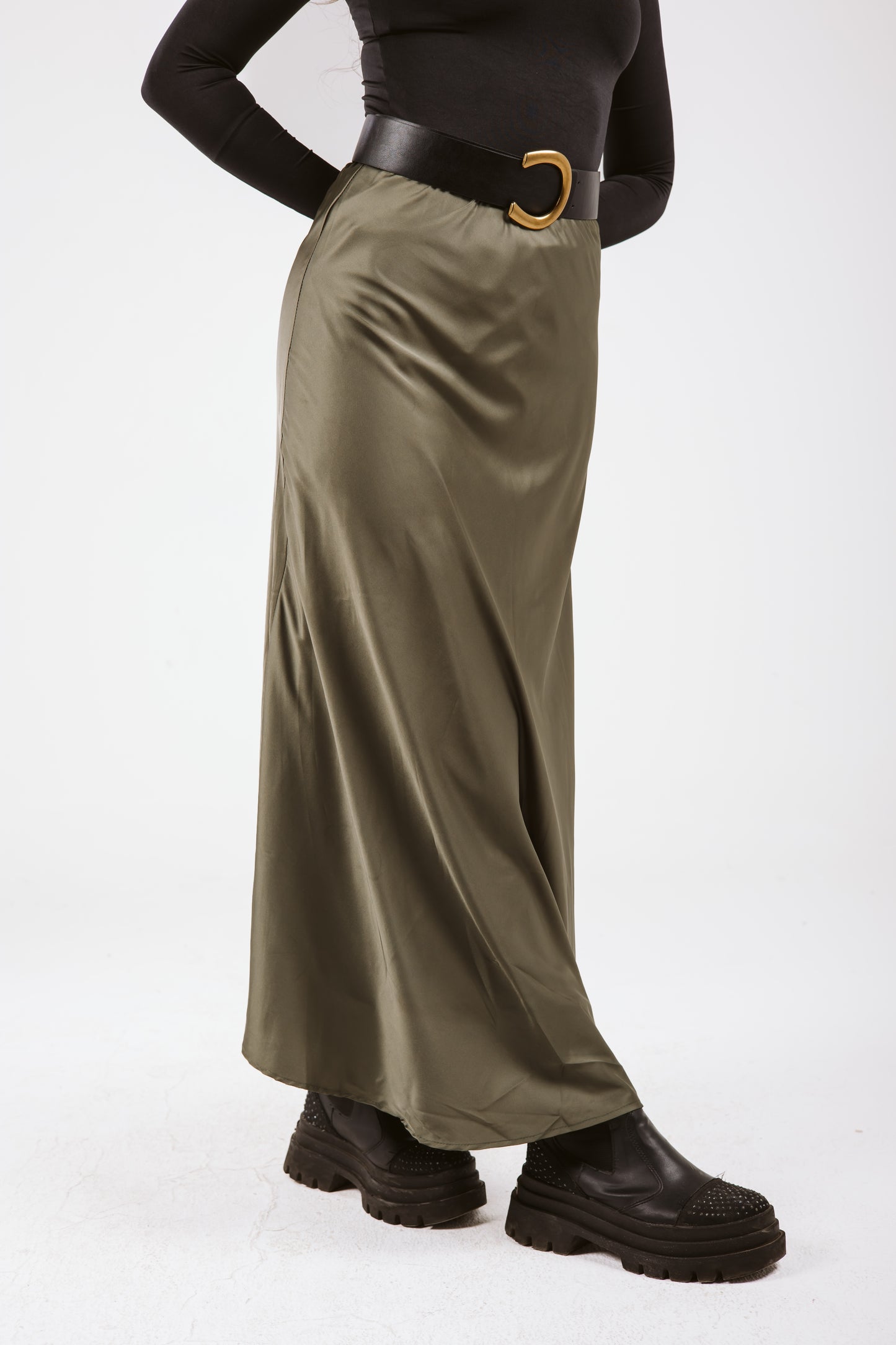 Satin Skirt in Olive