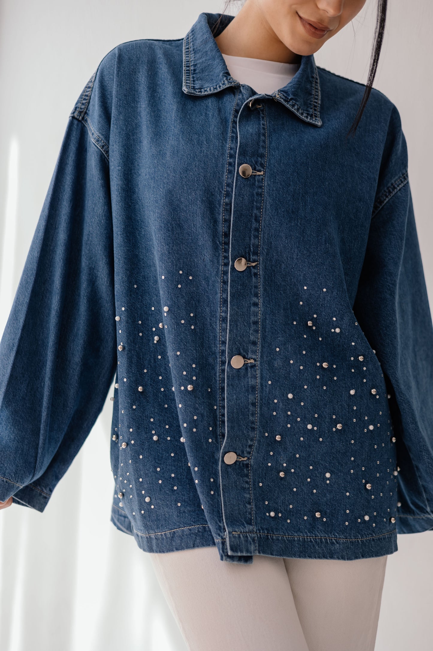Rhinestones Denim Shirt