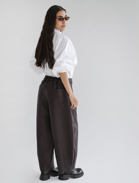 Essential Balloon Leather Pants - Brown