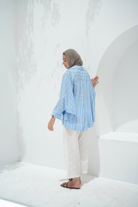 Over The Rainbow Striped Shirt - Blue
