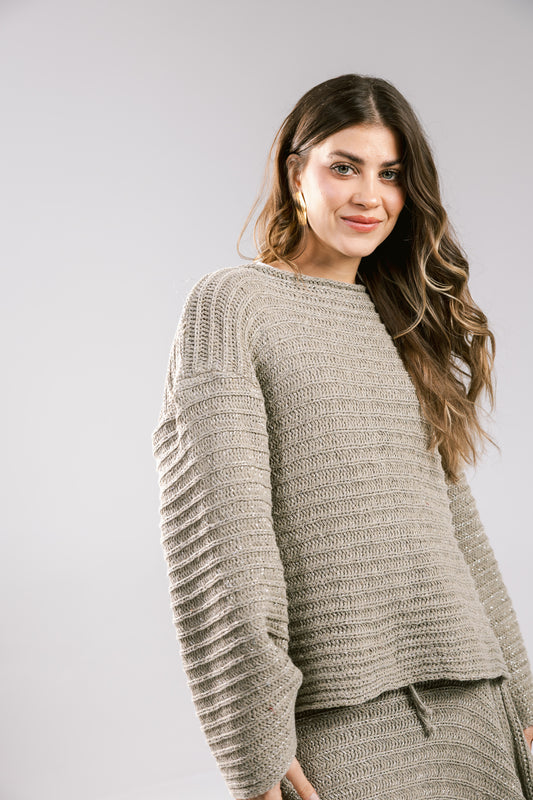 Seascape Crochet Top - Taupe