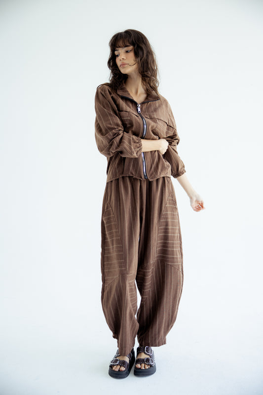 Now or Never Striped Set - Brown