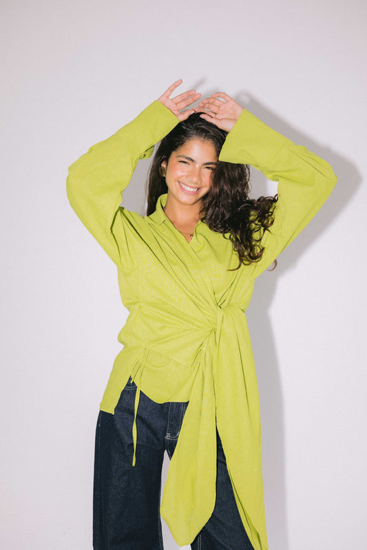 Studded Wrapped In A Dream Top - Lime