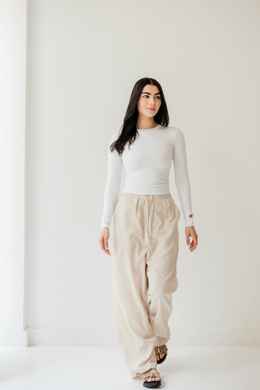 Linen Pants in Beige