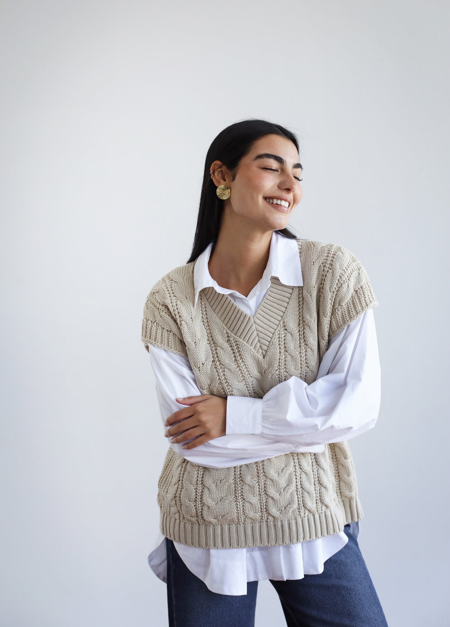 Never Better Knit Vest - Beige