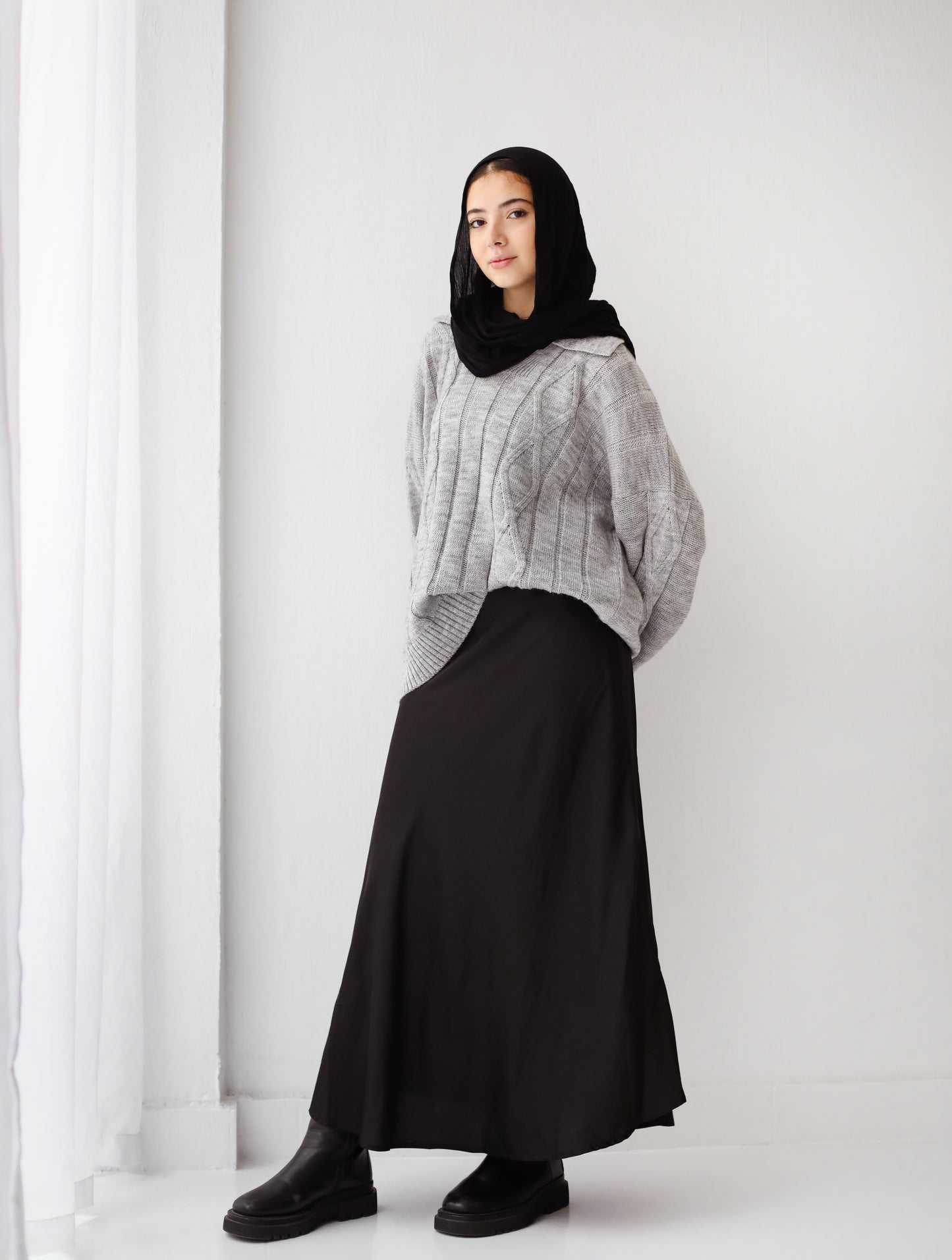 Satin Skirt in Black