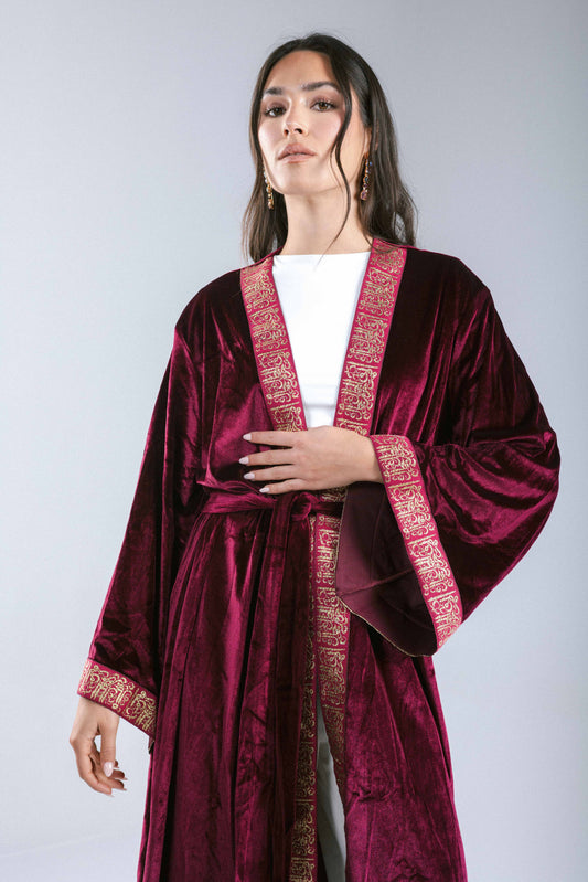 The Velvet Kaftan in Burgundy
