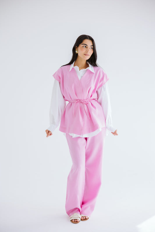 Beach Vibes Linen Pants - Pink
