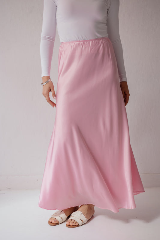 Satin Skirt in Rose