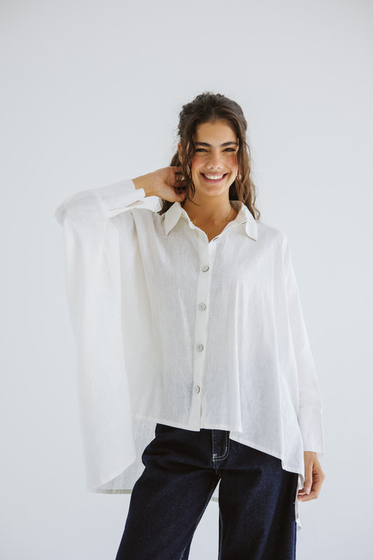 City Diaries Linen Cape in White