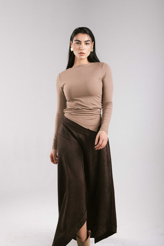 In Her Moment Suede Skirt - Brown