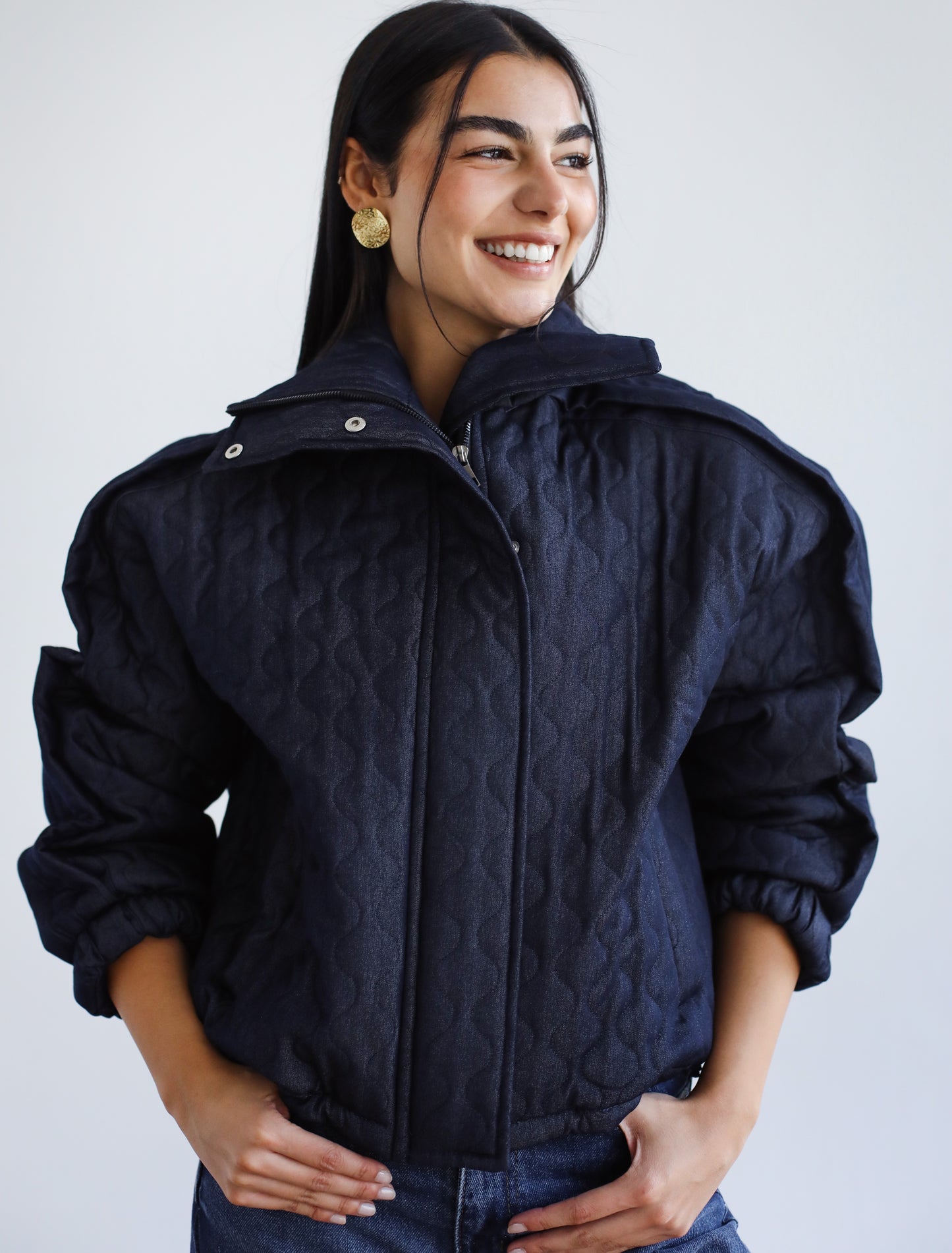Around The World Bomber Jacket - Midnight Navy
