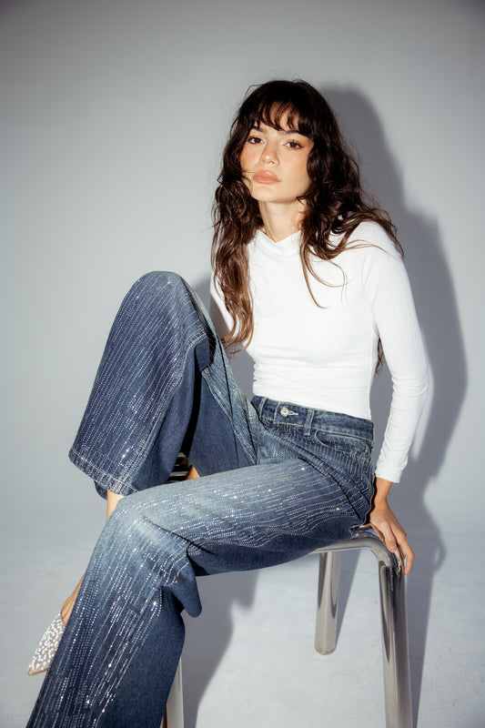 Her Era Denim Pants in Washed Blue