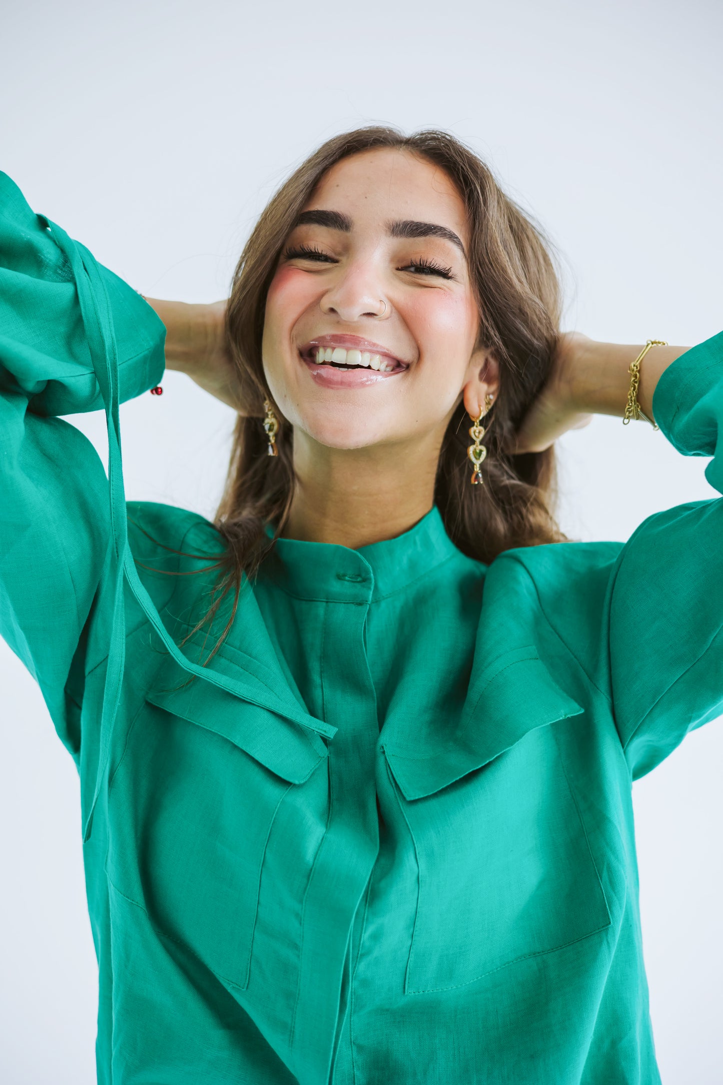 Pretty Fringes Linen Shirt - Green