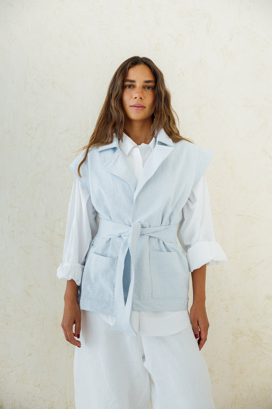 You Have My Heart Denim Vest - Light Blue