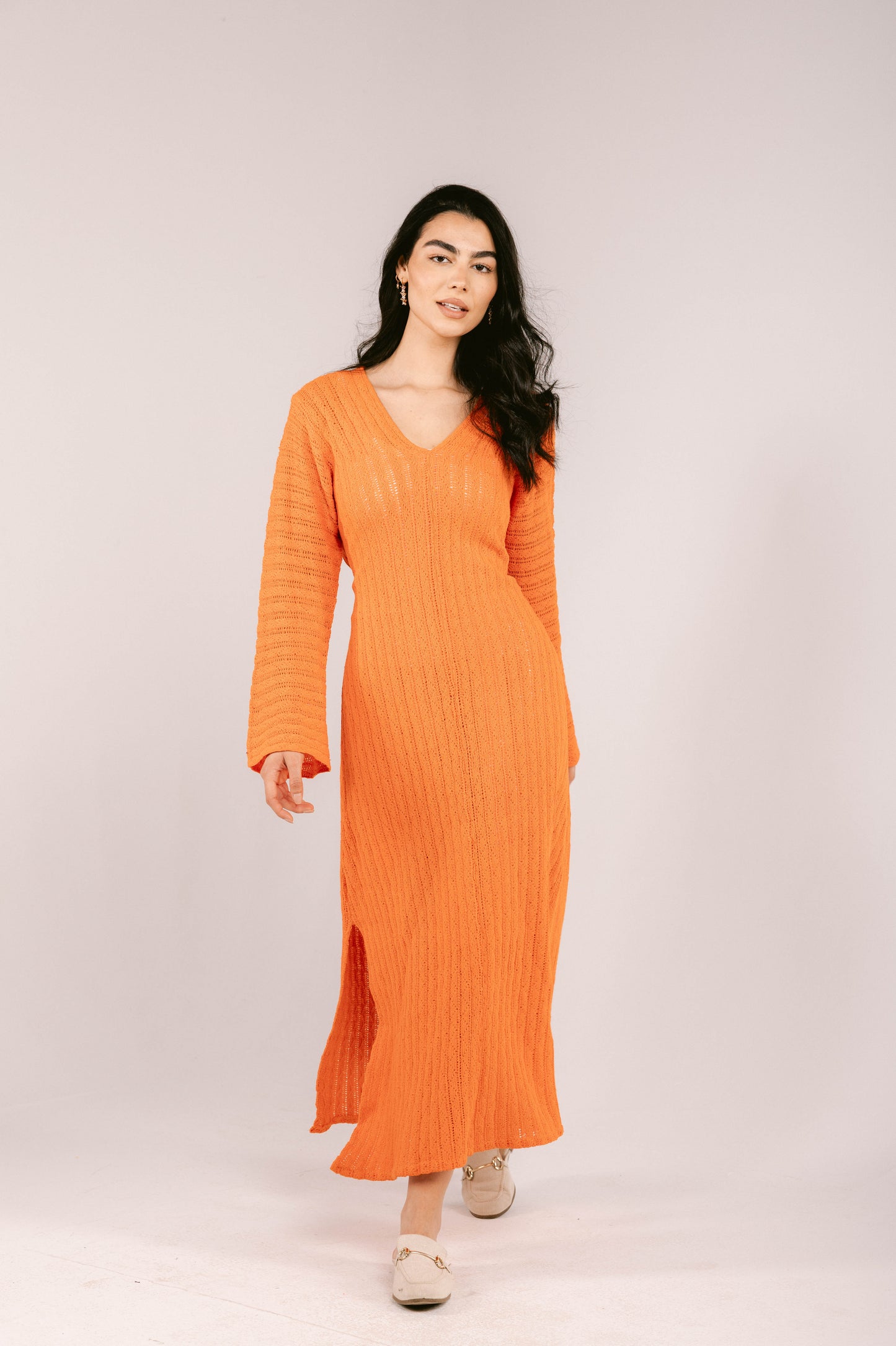 Sun Rays Crochet Dress - Orange