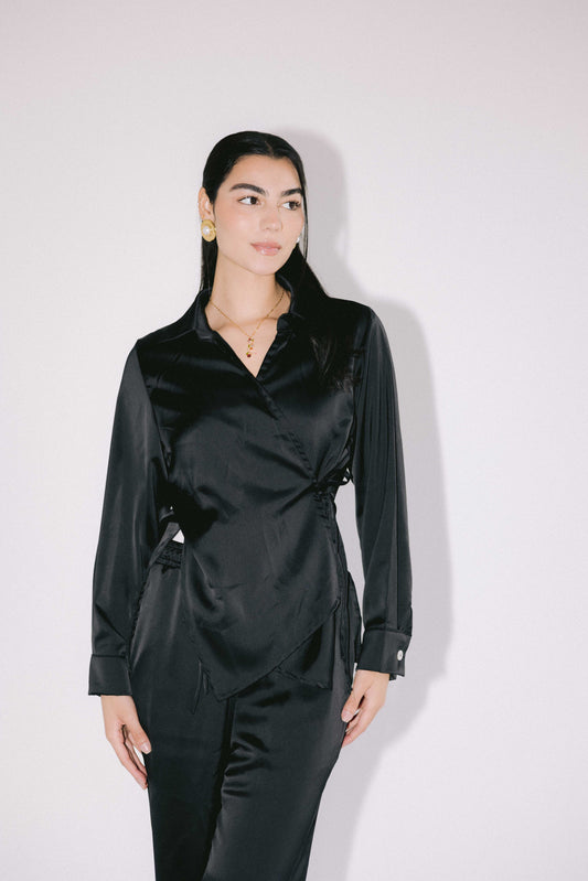 Island Dream Satin Set - Black