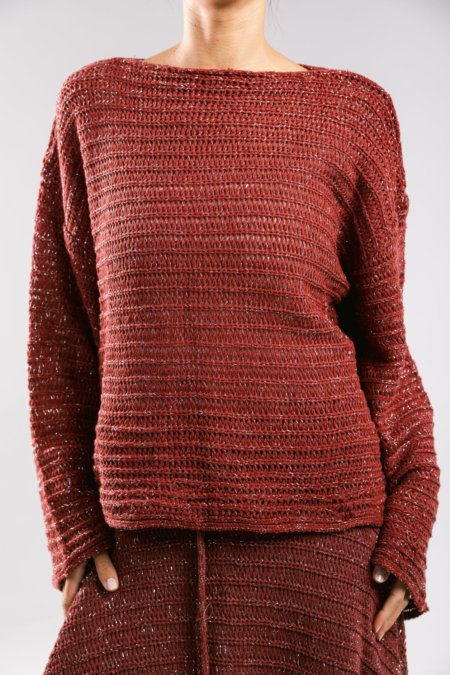 Seascape Crochet Top - Burgundy