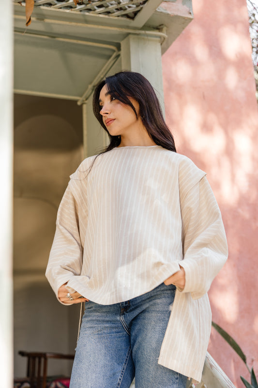 Sun Glow Linen Top in Silver