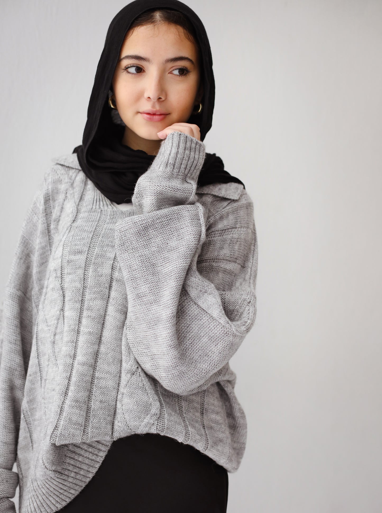Heartwarming Cable Sweater in Grey