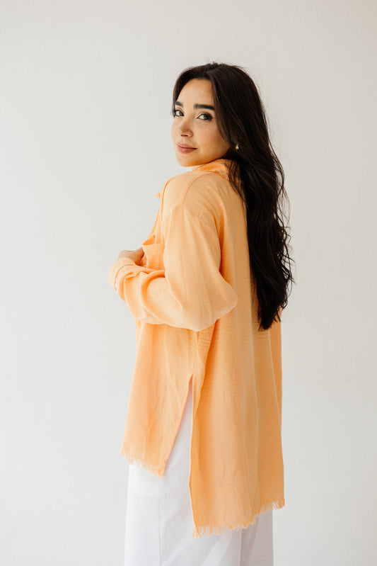 Fringed Pockets Shirt in Orange