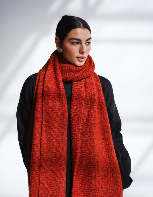 Winter Chill Knit Scarf - Burnt Orange