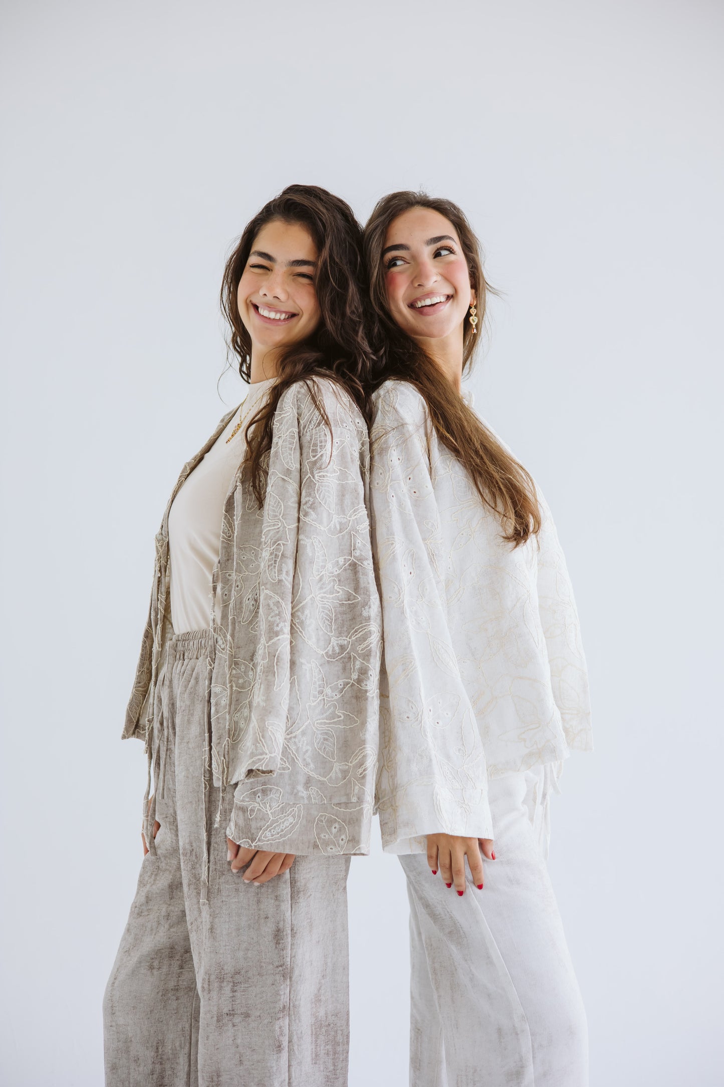 Salty Summer Embroidered Tie Top - Creme
