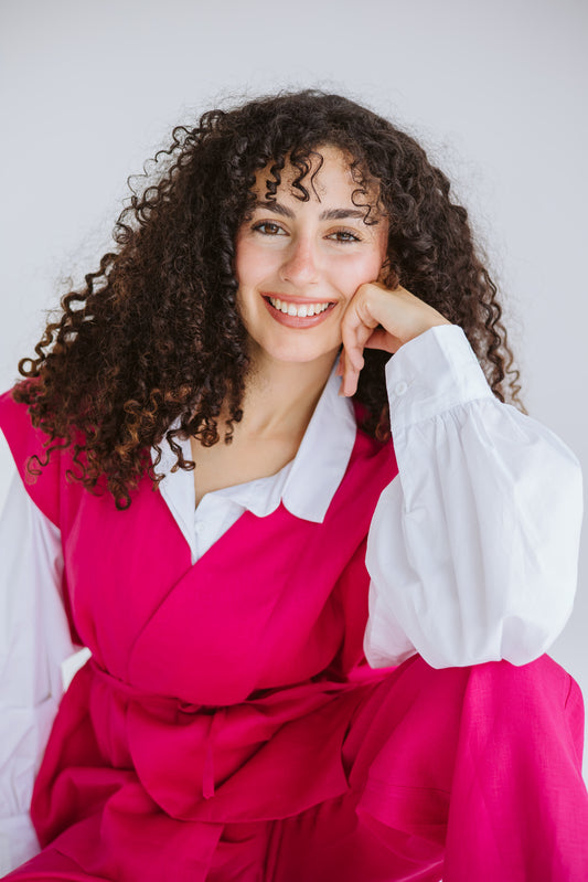 Beach Vibes Linen Vest - Fuchsia