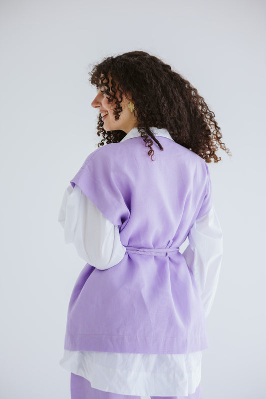 Beach Vibes Linen Vest - Lilac