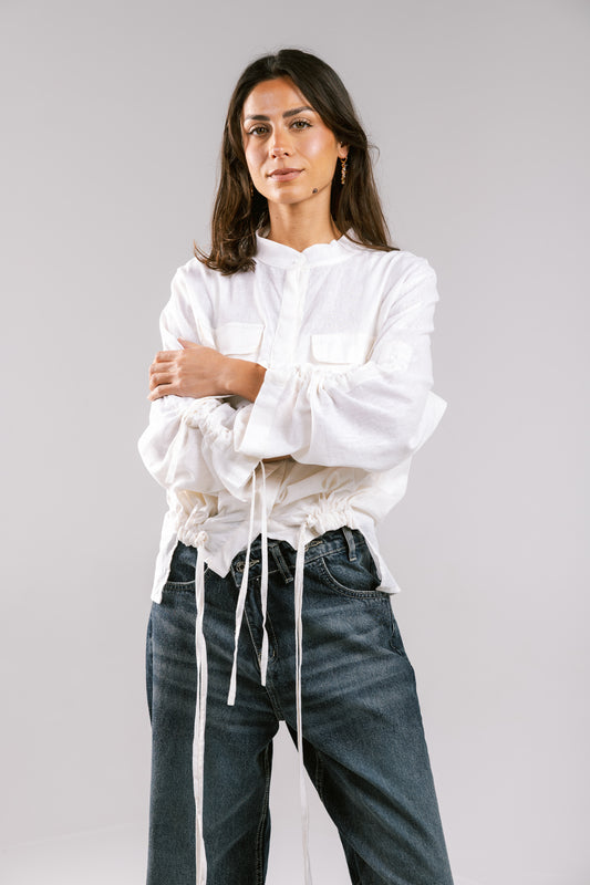 Pretty Fringes Linen Shirt - White