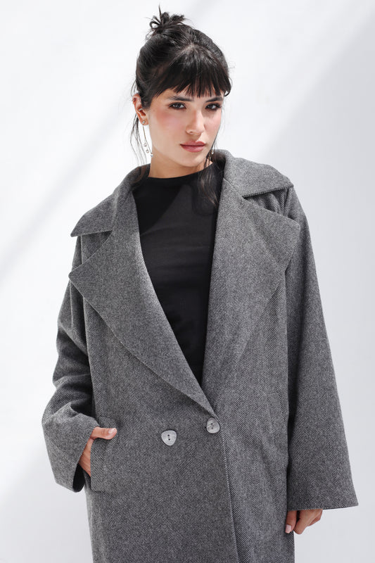 Long Time Coat - Dark Grey Stripes
