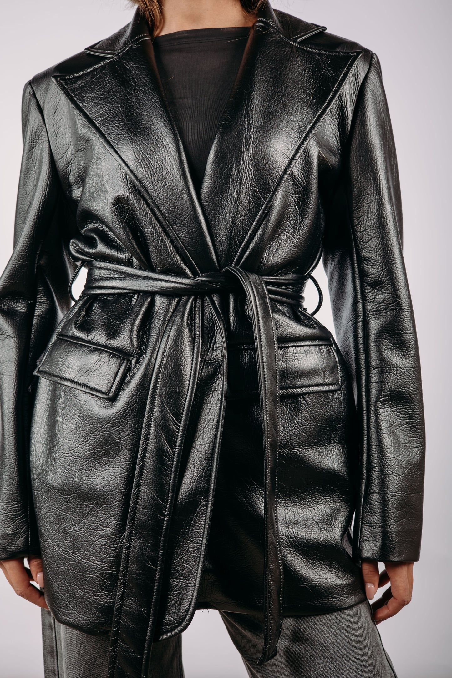 Going Places Leather Blazer - Black