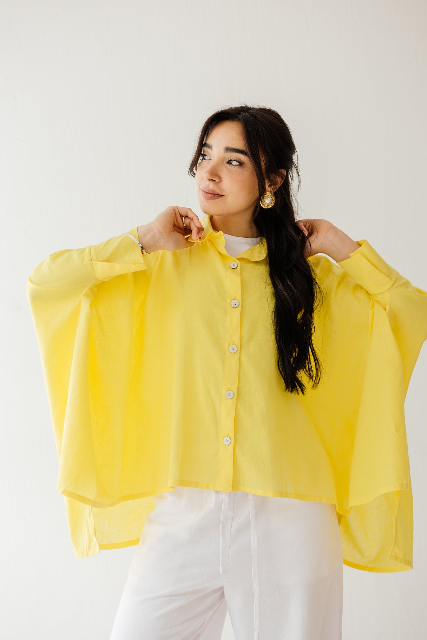 City Diaries Linen Cape in Yellow