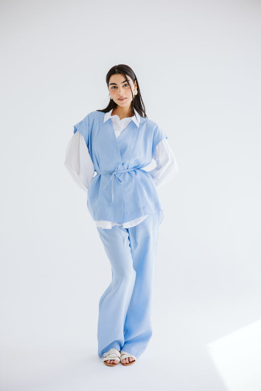 Beach Vibes Linen Pants - Baby Blue