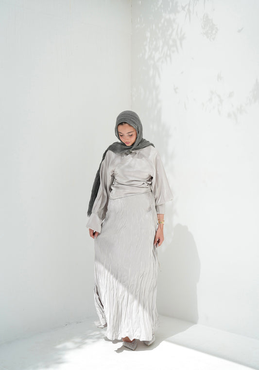 Crushed Shimmery Skirt in Silver
