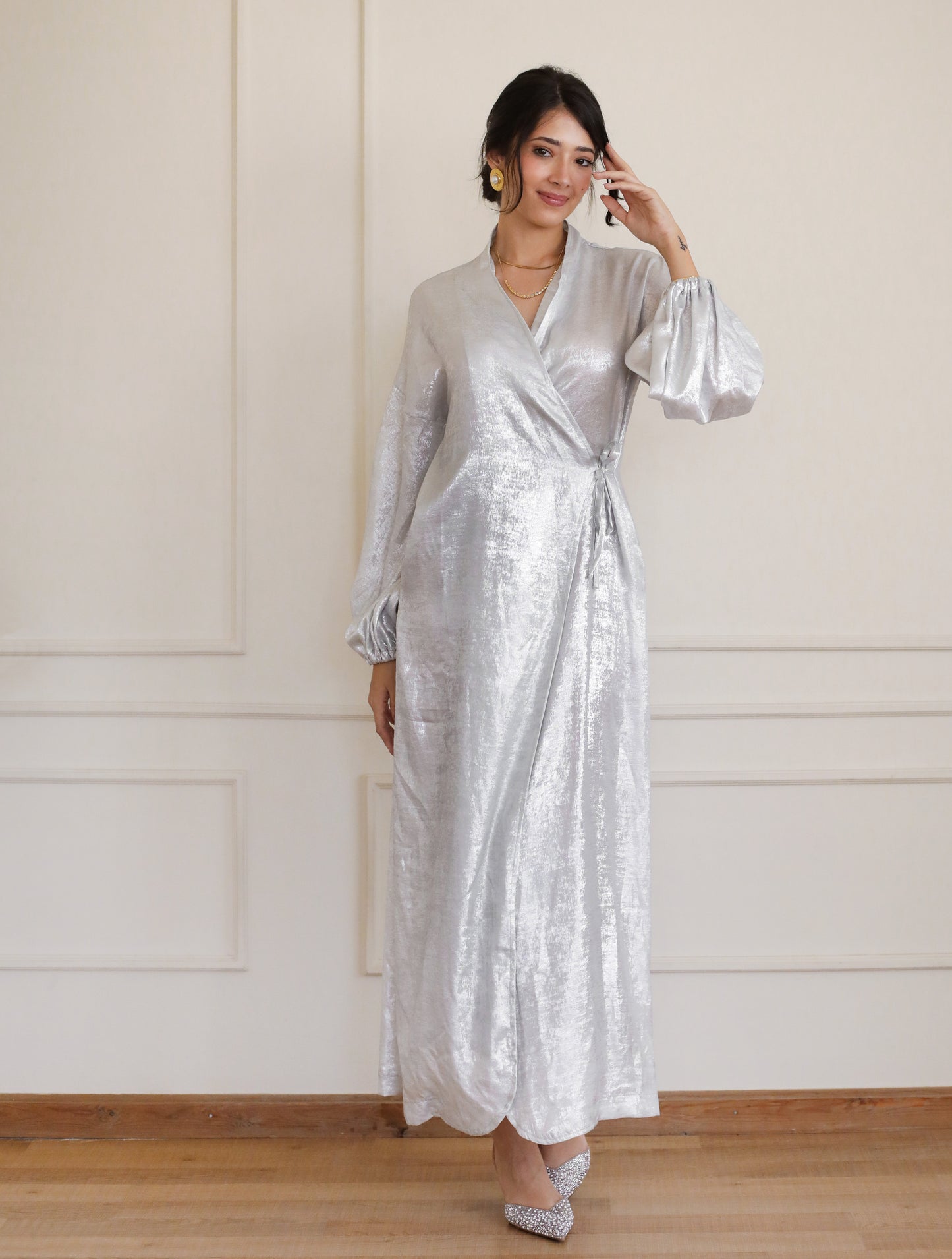 Wrapped in Love Dress - Silver