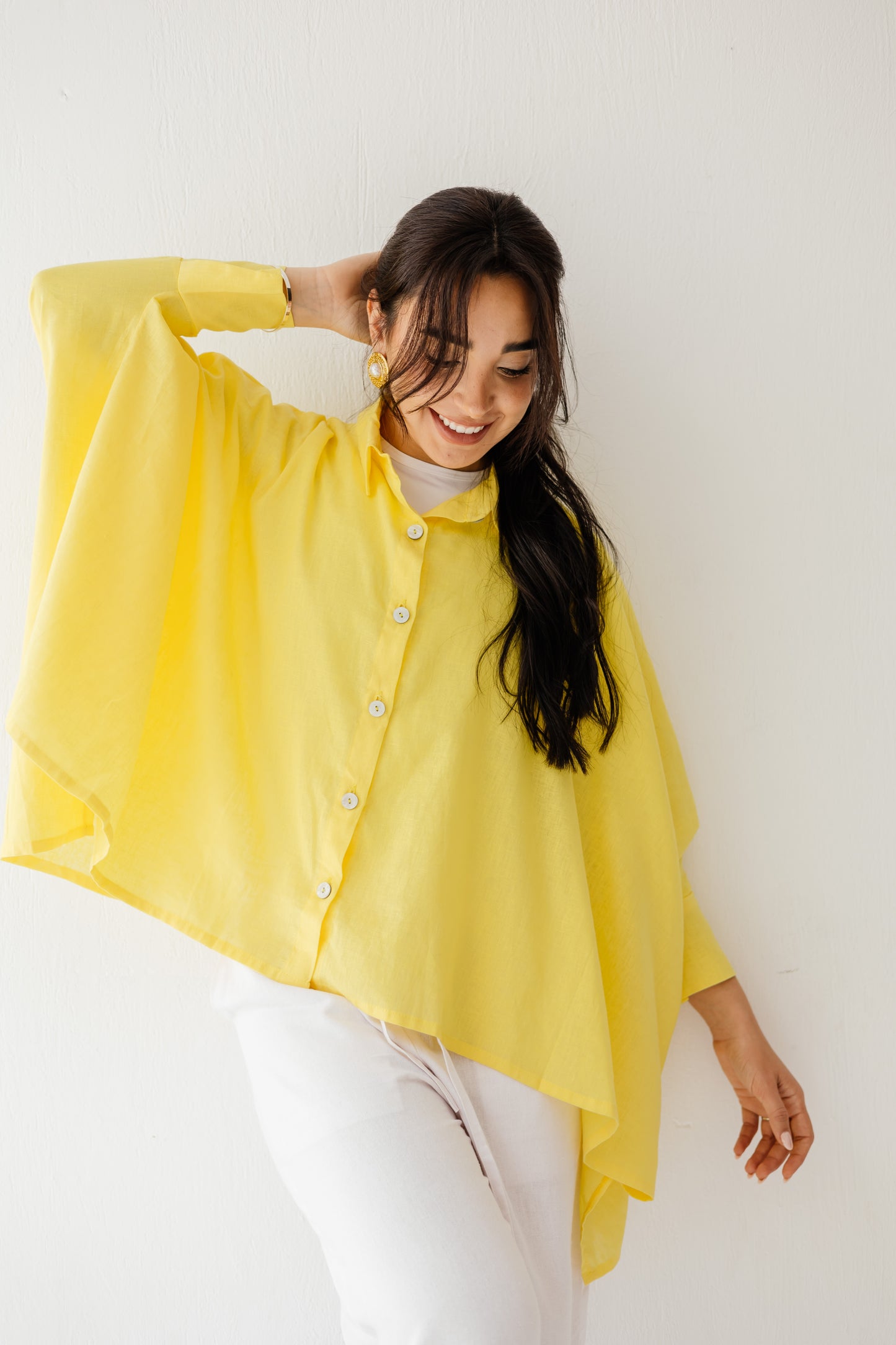 City Diaries Linen Cape in Yellow