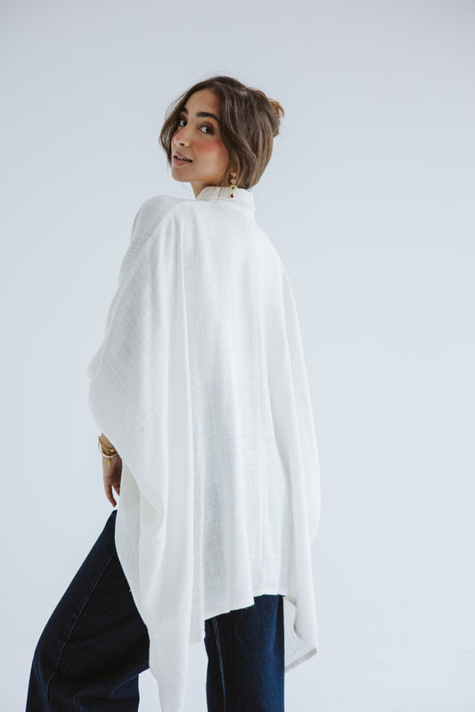 Giving Joy Linen Cape in White