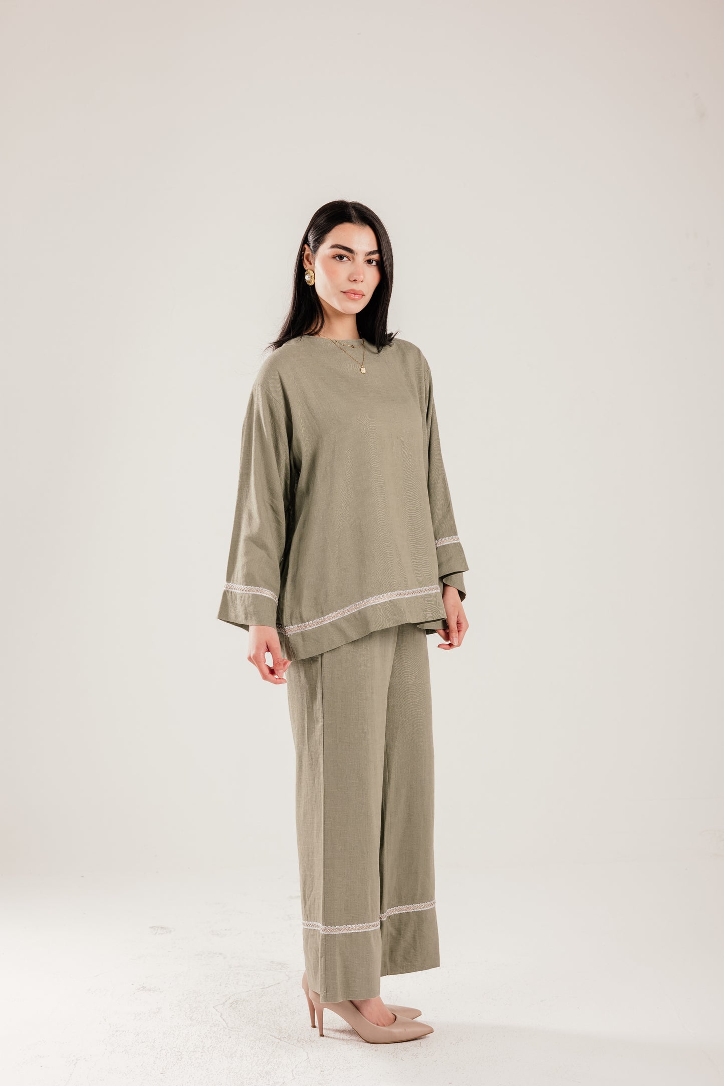 Layal Linen Set - Olive